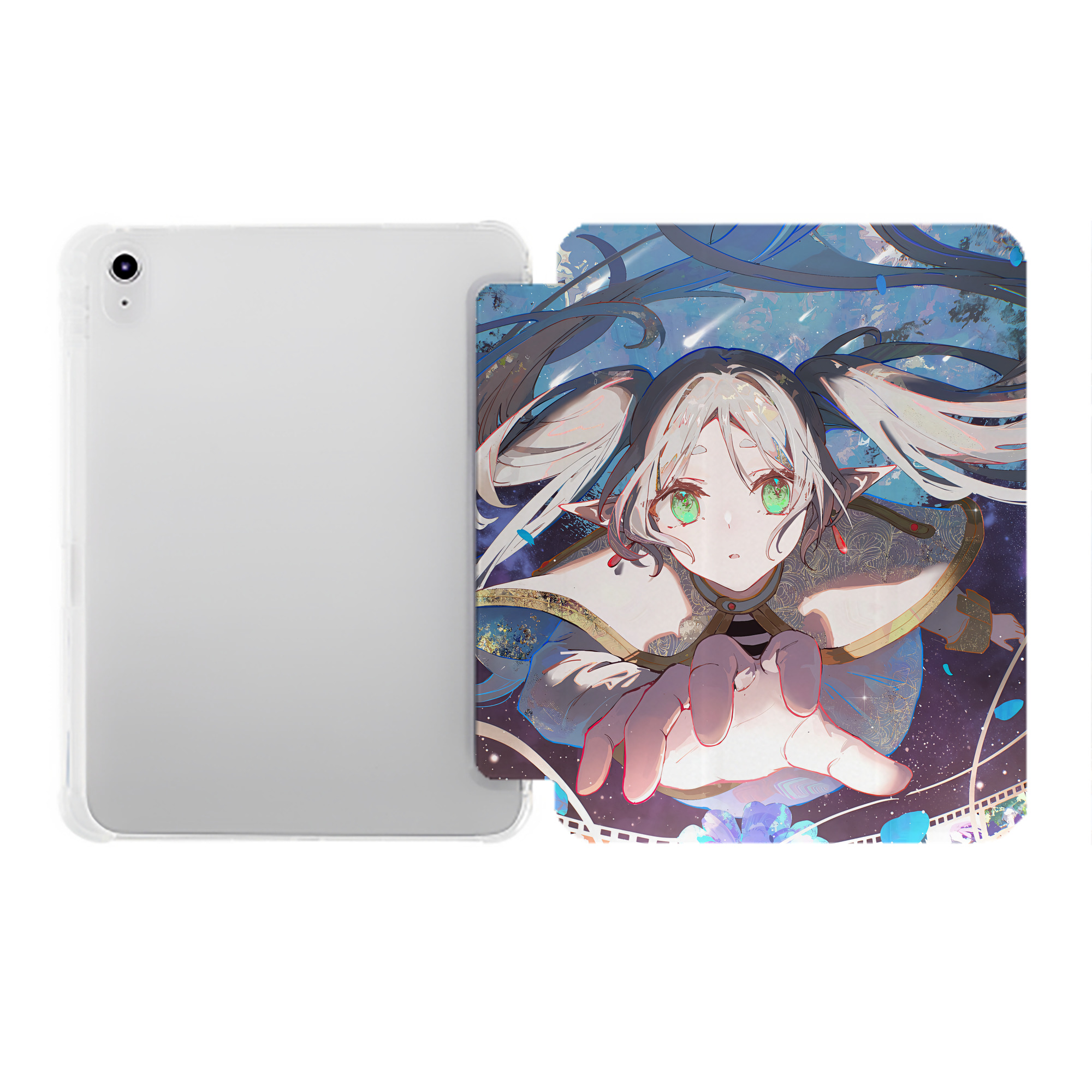 （画像用） 葬送のフリーレン Frieren IPad ケース ペン収納付き 三つ折りスタンド PUレザー×シリコン 対応機種9.5/10.5/10.9インチ
